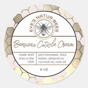 Beeswax Cuticle Cream Bee Apiary Logo Honeycomb  Classic Round Sticker