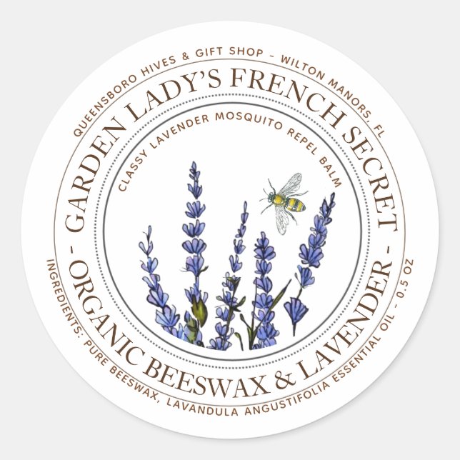 Beeswax Lavender Mosquito Repellant Lotion Bar  Classic Round Sticker (Front)