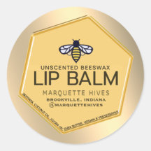 Beeswax Lip Balm 3D Yellow Hexagon with bee