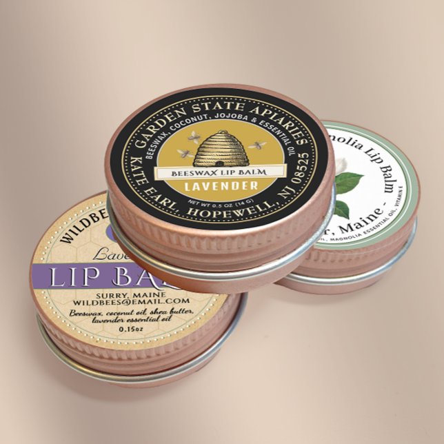 Beeswax Lip Balm with Vintage Skep and Bees Classic Round Sticker (Creator Uploaded)