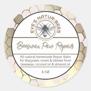 Beeswax Paw Repair Bee Apiary Logo Honeycomb Classic Round Sticker