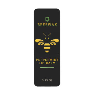Beeswax Peppermint Lip Balm Label with Bee Heart