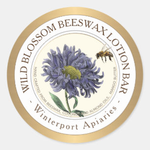Beeswax Product Label Lip Balm bee flower Gold