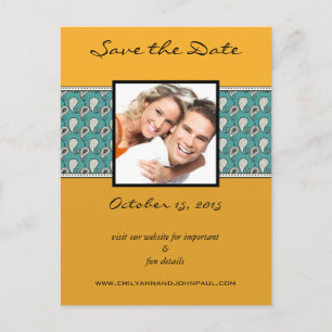Beeswax & Teal Paisley Save The Date Your Photos Announcement Postcard