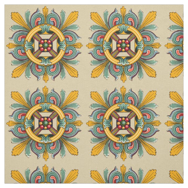 Beeswax Victorian Tile Design Fabric (Swatch)