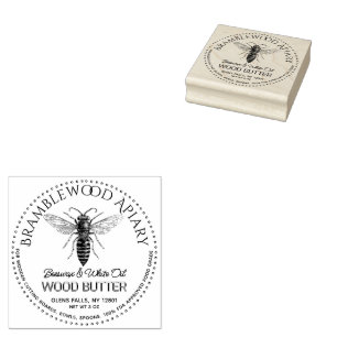 Beeswax Wood Butter with Vintage Queen Honeybee  Rubber Stamp