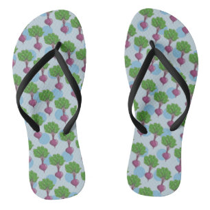 Beet plant pattern flip flops