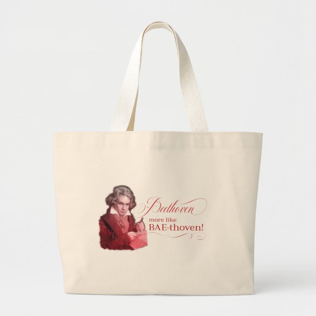 Beethoven BAEthoven Classical Composer Pun Large Tote Bag (Front)