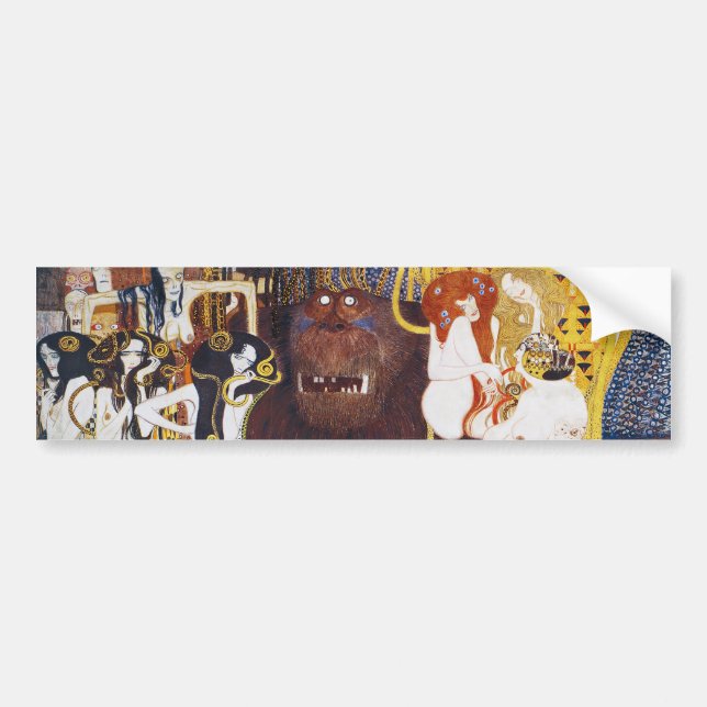 Beethoven Frieze(detail), Gustav Klimt Bumper Sticker (Front)