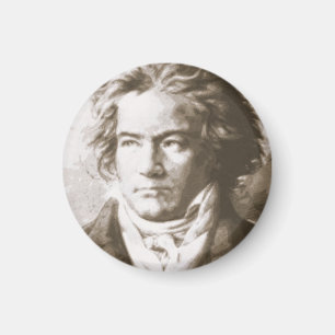 Beethoven In Sepia Pinback  Magnet