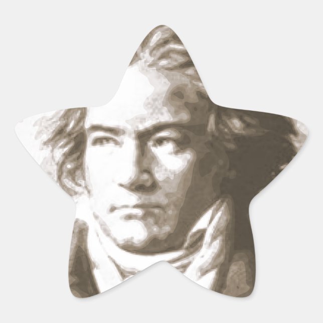 Beethoven In Sepia Star Sticker (Front)