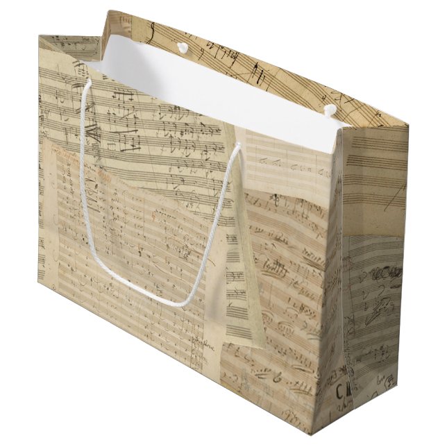 Beethoven Music Manuscript Medley Large Gift Bag (Front Angled)