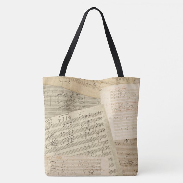 Beethoven Music Manuscripts Collage Tote Bag (Back)