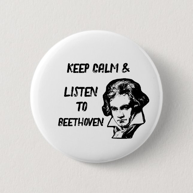 Beethoven Pin/ 6 Cm Round Badge (Front)