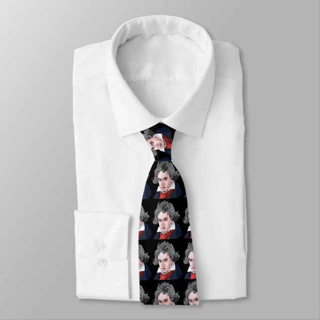 Beethoven Portrait Illustration Tie (Tied)