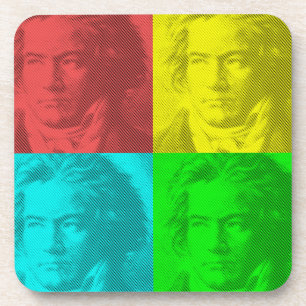 Beethoven Portrait In Squares Coaster