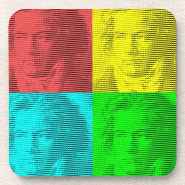 Beethoven Portrait In Squares Coaster (Front)