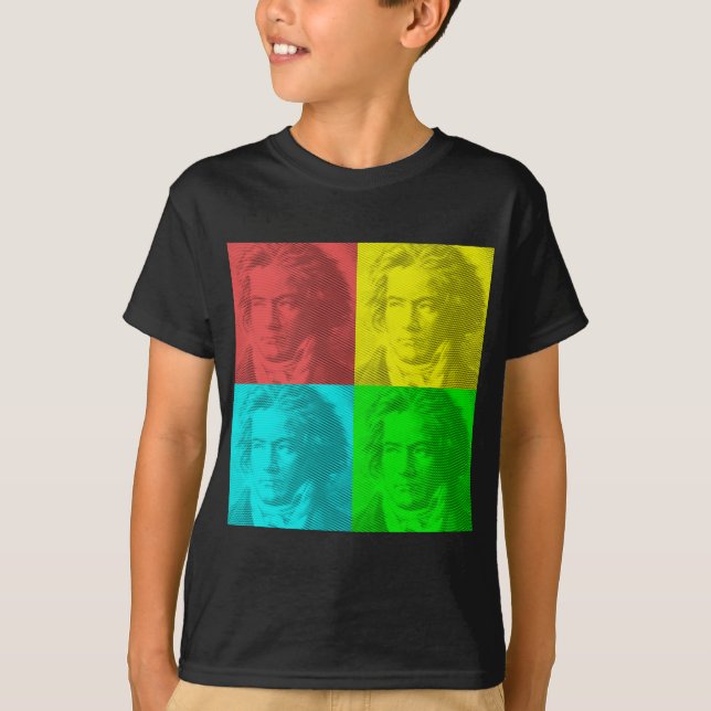 Beethoven Portrait In Squares T-Shirt (Front)