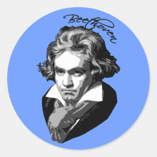 Beethoven Portrait on T shirts, Mugs, Gifts Classic Round Sticker