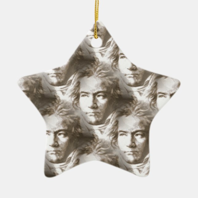 Beethoven Portrait Pattern Ceramic Tree Decoration (Front)