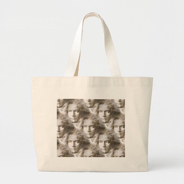 Beethoven Portrait Pattern Large Tote Bag (Front)