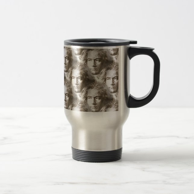 Beethoven Portrait Pattern Travel Mug (Right)