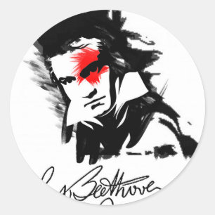 Beethoven Punk Classic Round Sticker