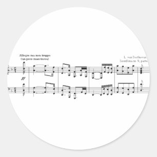 Beethoven Symphony #9 (Black) Classic Round Sticker