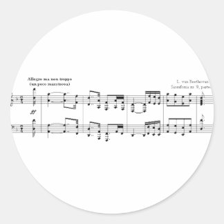 Beethoven Symphony #9 (Black) Classic Round Sticker