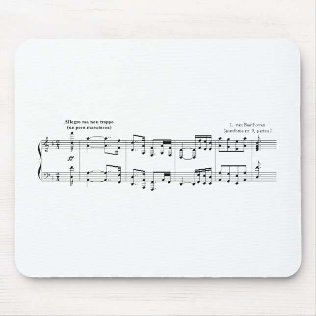 Beethoven Symphony #9 (Black) Mouse Mat (Front)