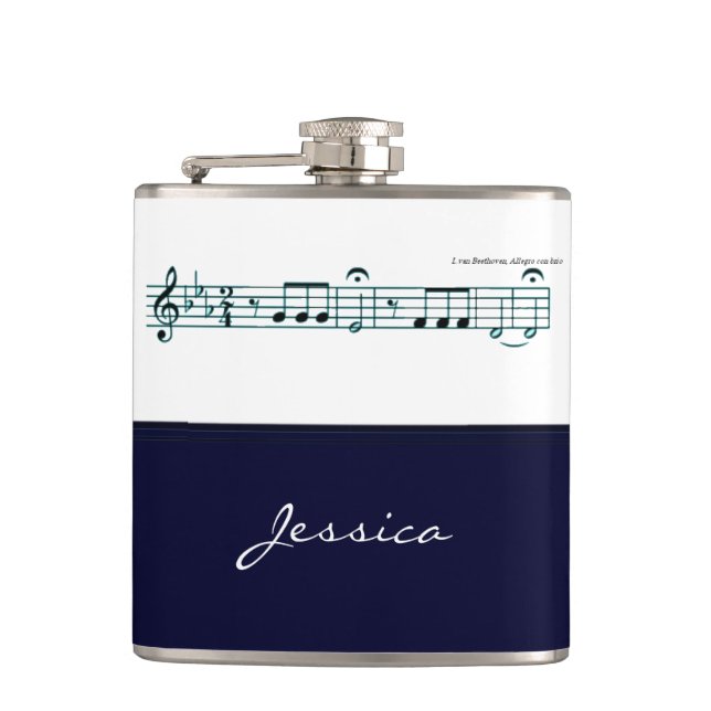 Beethoven Symphony No. 5 (Blue) Hip Flask (Front)