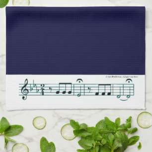 Beethoven Symphony No. 5 (Blue) Tea Towel