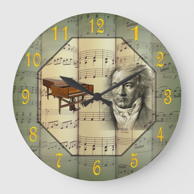 Beethoven ~ Symphony Orchestra ~ Piano ~   Large Clock (Front)