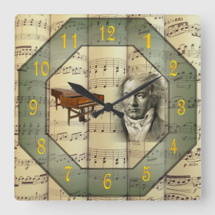 Beethoven ~ Symphony Orchestra ~ Piano ~  Square Wall Clock