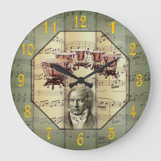 Beethoven ~ Symphony Orchestra ~ Timpani ~   Large Clock (Front)