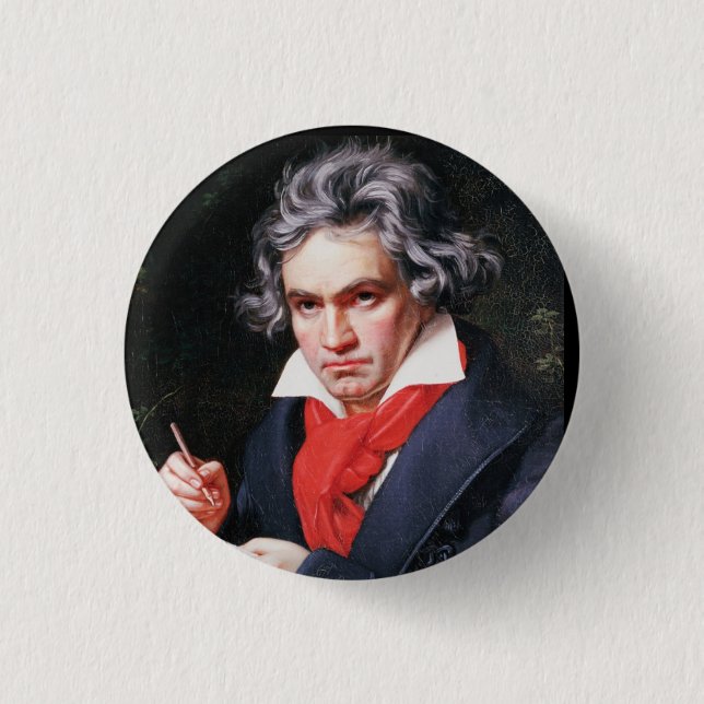 Beethoven writing 3 cm round badge (Front)