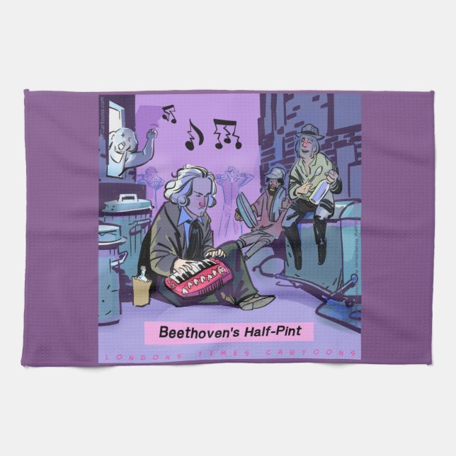 Beethoven's Half Pint Funny Kitchen Towel (Horizontal)