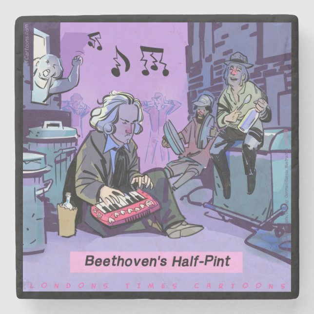 Beethoven's Half Pint Funny Stone Coaster (Front)