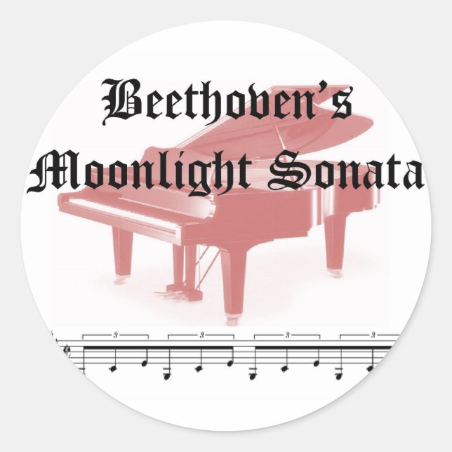 beethovens moonlight sonata  gifts classic round sticker (Front)