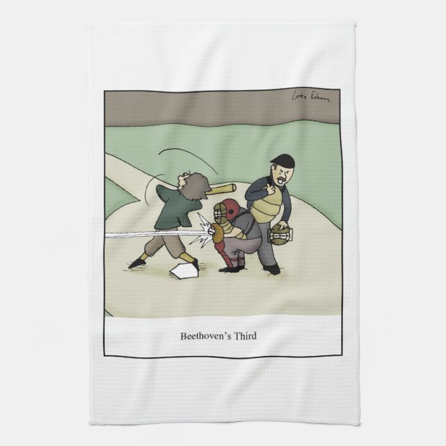 Beethoven's Third Cartoon Tea Towel (Vertical)