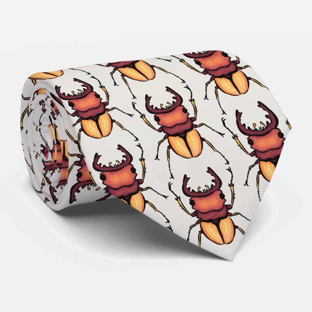 Beetle Art Entomology Insect Tie (Rolled)