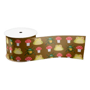 Beetle Bug, Frog And Mushroom Satin Ribbon