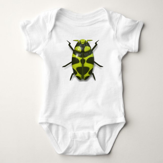 Beetle bug insect cute black green baby bodysuit (Front)