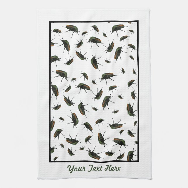 Beetle Bug Kitchen Towel Optional Personalisation (Vertical)