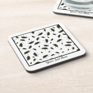 Beetle Bug Plastic Coasters - Personalised Option