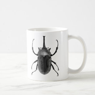 Beetle Design Black & White Art Line Drawing Coffee Mug