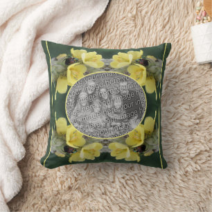 Beetle On Wild Mullein Flower Add Your Photo Cushion
