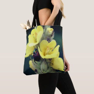 Beetle On Wild Mullein Flower Close Up Tote Bag