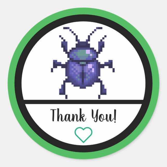 Beetle purple, beetle pixel art classic round sticker (Front)