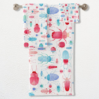 Beetle Watercolor Bath Towel Set